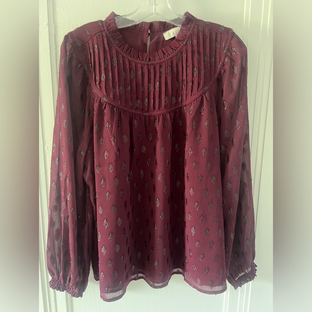 Loft Geo Clip Pleated Yoke Blouse